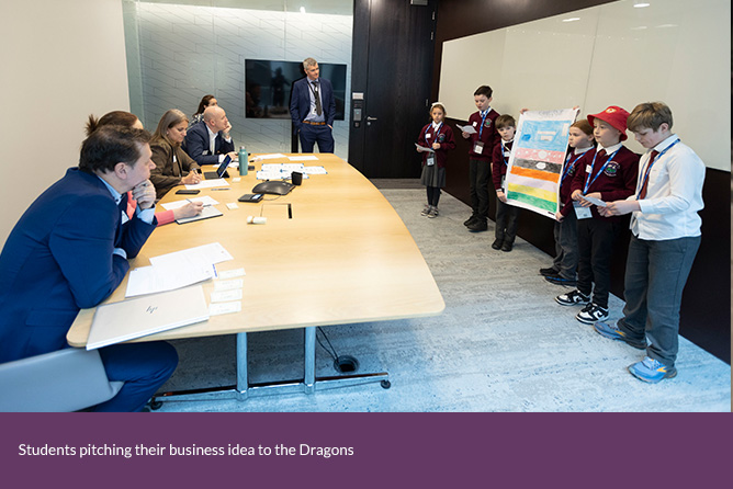 Group of children presenting to a panel