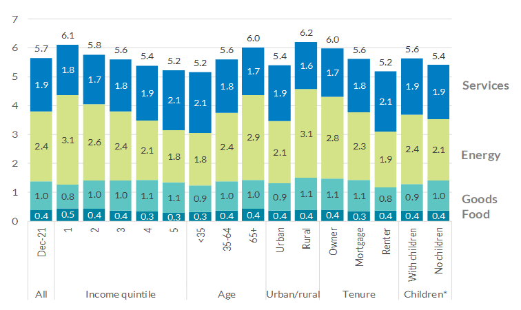 Inflation effects for different groups (Irish Households, December 2021 HICP)