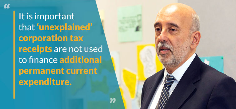 It is important that 'unexplained' corporation tax receipts are not used to finance additional permanent current expenditure