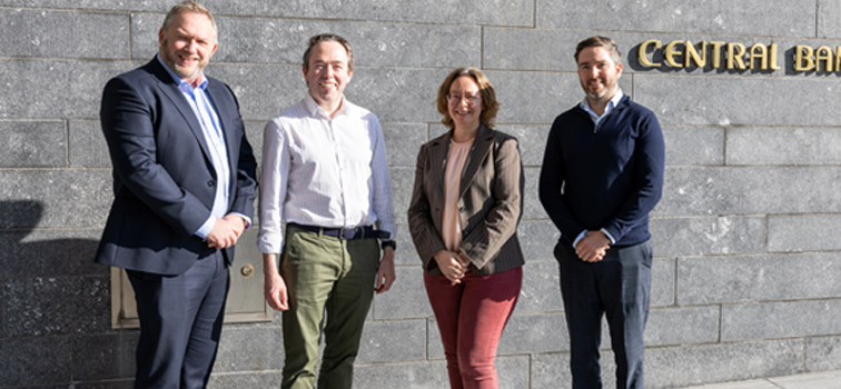 Research Affiliate Ronan Lyons (TCD, meeting Robert Kelly (Director of Economics and Statistics), Boryana Madzharova (Research Collaboration Unit), and Philip Dempsey (Research Collaboration Unit)