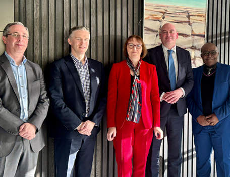 Deputy Governor Sharon Donnery, with Professor James Gleeson, University of Limerick; Professor Noel O’Connor, CEO, Insight; Dr. Chrys Nwga, Insight and Trevor Fitzpatrick and Robert Kelly from the Central Bank of Ireland.